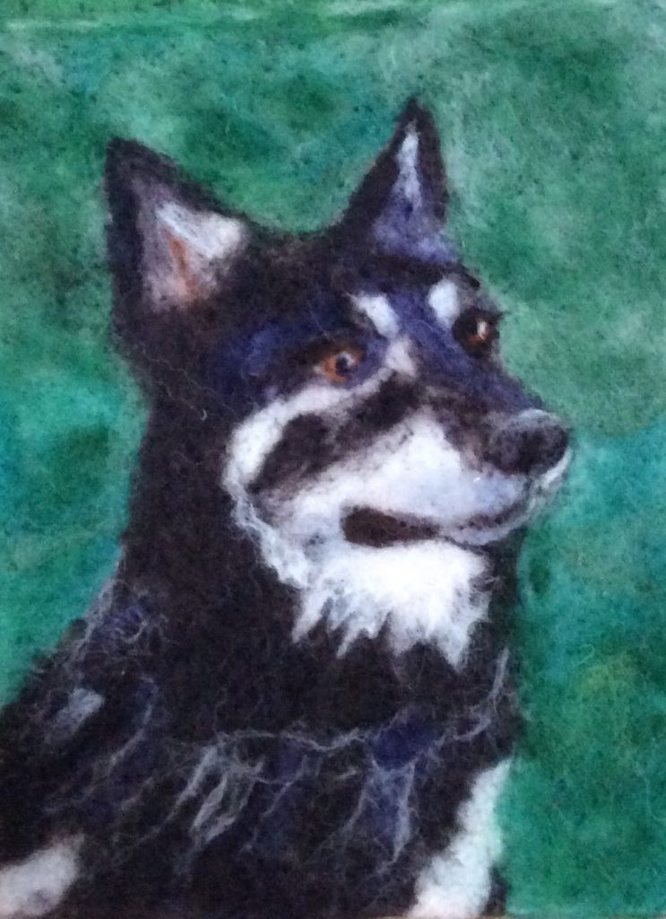 Kelpie needle felted dog portrait