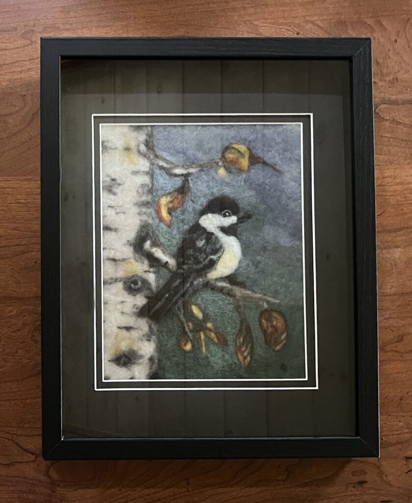 Chickadee-felt-artwork-marty-wrinkle-in-thyme-farm